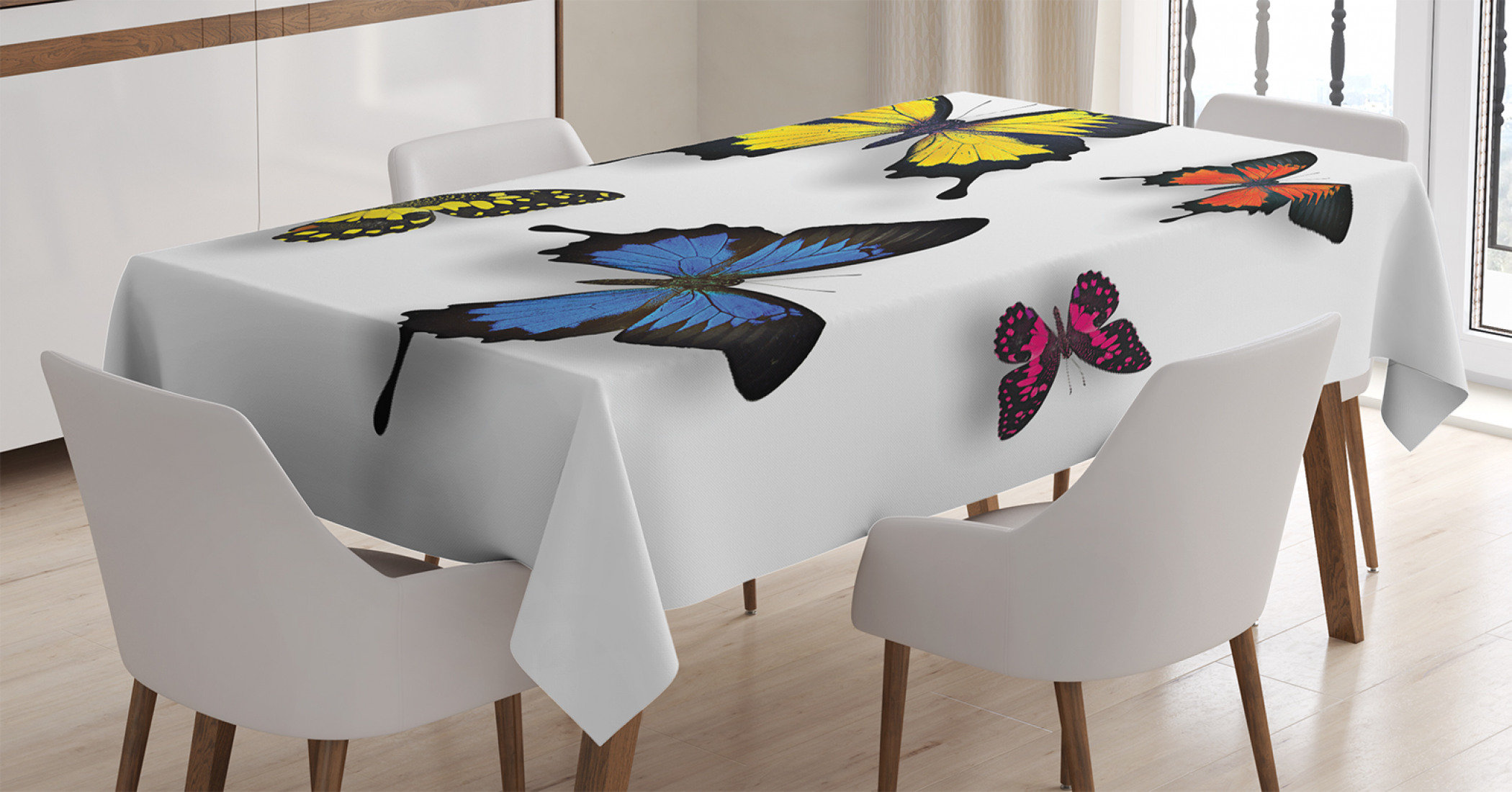 East Urban Home Butterfly Tablecloth, Various Colorful Butterflies ...